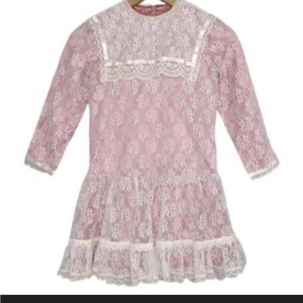 Gunne Sax Blush Pink Dress with Ivory Lace